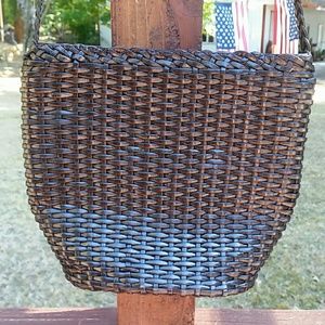 Older Nine West Black Purse - Weaved Style Bucket Crossbody